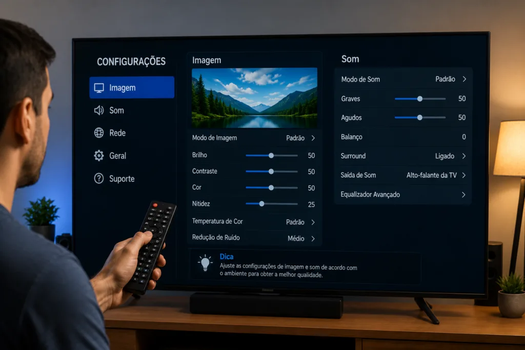 Ajuste de brilho e contraste para melhorar Som e Imagem de qualquer Smart TV
