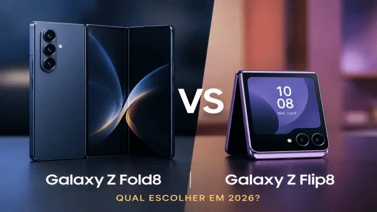 Galaxy Z Fold8 e Galaxy Z Flip8: comparação visual dos novos smartphones dobráveis da Samsung.